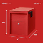 Adoorn Lockable Post Mount Mailboxes for Outside - Large Anti-Theft Locking Mailbox for Packages and Letters - Weatherproof Construction - Durable Steel - 15.5" H x 12" W x 18.5" D - Red