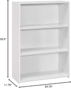 Monarch Specialties I BOOKCASE-36 H 3 Shelves Bookcase, White