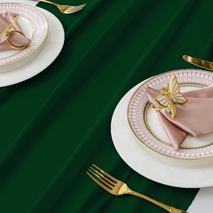 Pack of 12 | Hunter Green | 10ft Chiffon Table Runner 29x120 Inches Long Romantic Rustic Sheer Gauze Runner for Wedding Bridal Shower Birthday Banquets Engagement Spring Easter Boho Decorations