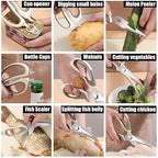 2 Pcs Heavy Duty Kitchen Shears for Food, Come Apart Design, Kitchen Scissors with Magnetic Holder, Stainless Steel Multi-function Food Cooking Magnetic Scissors for Fridge (White and Blue)
