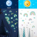 Quanhaigou Rainbow Clouds Stars Glow in The Dark Wall Stickers DIY Home Decor for Kid Boys Girl Bedroom Bathroom Decorations