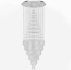 Flashing God D48''X H120''High Ceiling Chandelier Crystal Raindrop Chandeliers Large Villa Chandelier Entrance Foyer Hight Ceiling Lighting LED Dimmable 2700K-4500K-6000K 24 LED Bulbs Include