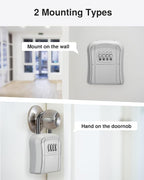 Puroma Key Lock Box Outdoor 4 Digit Code Combination Lockbox House 1 Silver | For Contractors Guest Realtor Storage Keys, Portable, Home Wall Mount, Resettable, Combination, Weatherproof, High-capacity