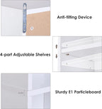 FOTOSOK 8-Tier Media Tower Rack, 11.6 X 9.3 X 70.9 Inches CD DVD Slim Storage Cabinet with Adjustable Shelves, Tall Narrow Bookcase Display Bookshelf for Home Office, white