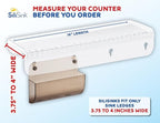 SiliProducts SiliSink Silicone Edge Guard for Kitchen Sink - Fits 3.75” - 4” Wide - The Original Silicone Sink Edge Protector with Sponge Caddy - Splash Guard, 14” Clear Diamond