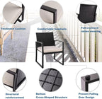 Shintenchi 3 Pieces Outdoor Patio Furniture Set Modern Black Wicker Bistro Set Rattan Chair Conversation with Coffee Table for Yard Porch Poolside Lawn(Beige)