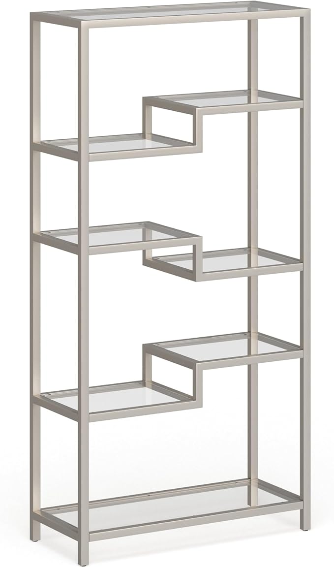 Johann 68'' Tall, Rectangular 8 shelves Bookcase in Satin Nickel