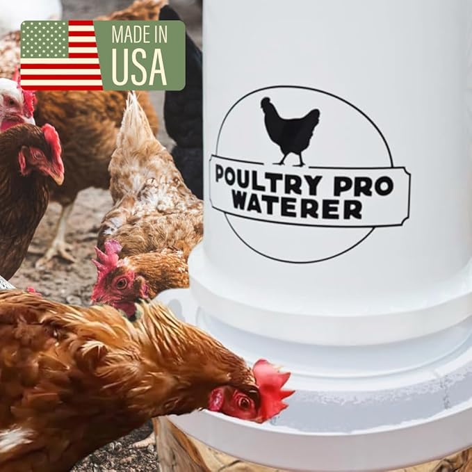 The Original Poultry Pro Waterer | DIY Chicken Waterer for Chicken Coop | Hands Free Poultry Waterer Suitable for Pigeons, Ducks, Chickens & Other Smaller Birds - Fits All 5 Gallon Buckets