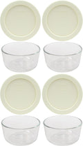 Pyrex 7202 1-Cup Bowls & 7202-PC Sour Cream Lids (4-Pack) - Made in USA | 7202-PC | Nonporous Surface | BPA-Free Covers | Stain-Resistant | Nestable Profile | Top-Rack Dishwasher-Safe
