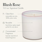 LAFCO New York Signature Candle, Blush Rose - 15.5 oz - 90-Hour Burn Time - Reusable, Hand Blown Glass Vessel - Made in The USA