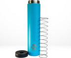 Stack'Em Patented Skinny Can Cooler Insulator - Holds Two 12 oz Slim Can - Stainless Steel Stackable Thermocooler - Reusable Drink Holder for Beer, Seltzer, Soda, Energy Drinks (Aqua)
