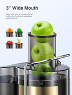 Juicer Machine 800W Centrifugal Juicer with Wide Mouth Feed Chute | For Fruits And Vegetables, Stainless Steel, BPA-Free Parts, Easy To Clean, Gold Finish, Fast Juice Extraction