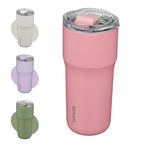 BJPKPK 24 oz Coffee Tumbler, Insulated Stainless Steel Travel Cup | Double Wall Vacuum, Leak Proof Lid, Keeps Hot/Cold/Iced, BPA Free, Dishwasher Safe, Cupholder, Pink