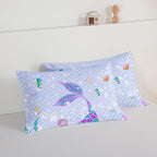 HOSIMA Mermaid Tail Comforter Set 3Pcs with 2 Pillowcases,Purple Fish Scales Bedding Set for Girls Kids Women,Cartoon Ocean Life Sea Animal King Size Comforter Set Mermaid Room Decor