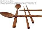 Korean Made Natural Lacquer Coated Wooden Chopsticks & Spoon Utensil Flatware Jujube Tree Ottchil Natural Lacquer Gift for Mom (2SET) Stocking Stuffer