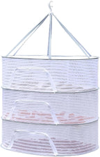 Foldable Drying Net for Vegetables, Fish, and Dehydrated Goods, Multi-tiered Food Drying Net, Versatile Drying Rack, Windproof Design, Zipper Closure for Insect Protection (White, Triple Layer)
