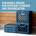 CleverMade Collapsible Milk Crate, 25L Storage Crate, Holds 50 lb, Obsidian | Organize Files, Groceries, and Gear in One Crate | Built-In Rails Hold Letter Folders, While the Frame Stacks Securely