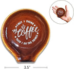 Littlefa Coffee Spoon Rest Holder-Coffee Bar Accessories-Rustic Brown | Farmhouse Ceramic Coffee Spoon Rest for Coffee Bar Accessories Essentials, Coffee Lovers Gifts, But First I Drink Sign