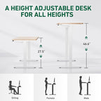 FEZIBO 55 x 24 Inches Standing Desk with Drawer, Adjustable Height Electric Stand up Desk with Storage, Sit Stand Home Office Desk, Ergonomic Computer Desk, Maple