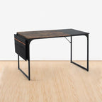 47 inch Study Storage Bag Space Saving for Home Office, Modern Simple Style PC Metal Frame Computer Desk, Writing Table, Brown, Black