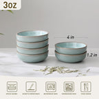 famiware Nature Ceramic Soy Sauce Dish, Dipping Bowls Set of 6, 3 oz Dipping Sauce Bowls/Dishes/Cups/Plates, Small Serving Bowls for Side Dishes, Condiments, Sushi, Appetizer, Dessert, Verdure