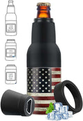 Stepstall 14 oz. Beer Bottle and Can Cooler with Beer Opener,3 in 1 Slim Can Beer Bottle Insulators Holder, Stainless Steel Double Walled Insulated Can Cooler for Beer,Soda, Flag