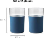 Rabbit Freezable Beer Glass Set of 2 with Cooling Gel Packs and Silicone Sleeves - Slate, Insulated Freezer Beer Glasses That Keep Beer Cold for Hours
