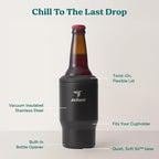 Reduce 4-in-1 Drink Cooler - Versatile Can & Bottle Holder with Vacuum Insulation - Keeps Drinks Cold Up to 4 Hours - Includes Bottle Opener - Fits Cupholders & Dishwasher Safe - 14oz - Black