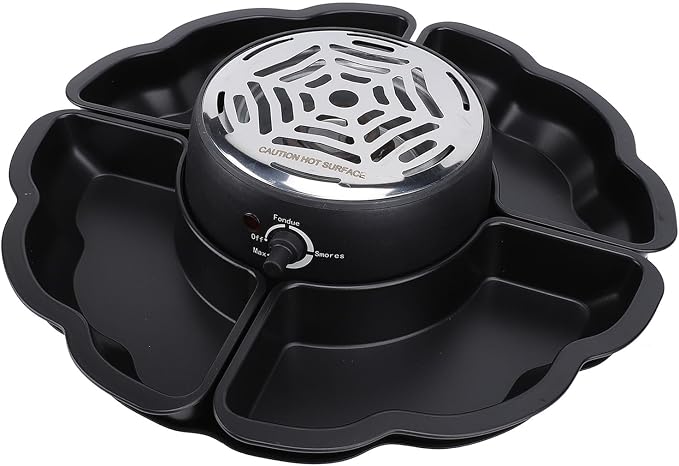 Focket Smores Maker, 2 in 1 Electric Roaster with Chocolate Fondue Kit, Detachable Serving Trays for Date Night Movie Night Housewarming