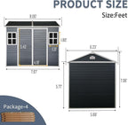 8x6 FT Resin Outdoor Storage Shed with Floor, Windows & Lockable Doors Waterproof All-Weather Garden Shed for Backyard, Patio, and Lawn Equipment Storage, Grey