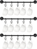 Mkono Mug Holder Wall Mounted Coffee Cup Rack Hanger Modern Metal Wall Rack with 15 Mug Hooks Rustic Utensil Tea Cups Storage Organizer for Kitchen Dining Room Coffee Bar, Set of 3, Black | Kitchen Rod, Space Saving, Easy Assembly, Wall & Under Cabinet...