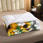 Highland Cow Comforter Set Queen Sunflowers Art Down Comforter Rustic Bull Cattle Bedding Set For Kids Boys Girls Adult Farmhouse Western Funny Animal Wild Theme Duvet Set Grey Marble Comforter