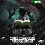 Halloween Fun Miniature Grim Reaper Figurine,Gothic Horror Resin Grim Reaper Decor,for Bookshelf Decor,Desk Trinkets,Collectible,Party Gifts