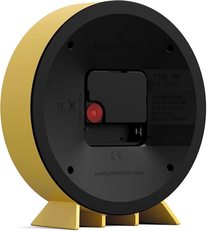 NEWGATE® M Mantel Echo Desk Clock | Modern Round Design | Yellow | Easy to Read Numbers | Contemporary Style for Desk, Table, Shelf or Bedside
