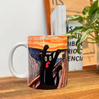 Famous Art Paintings Funny Cat Coffee Mug for Artist Art Lover Teacher Cat Lovers, Famous Picture Classic Vincent Aesthetic Canvas Mug Birthday Gift for Women Man (The Scream)