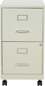 OSP Home Furnishings 2 Drawer Mobile Locking Metal File Cabinet, Tan
