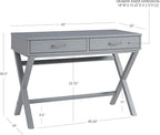 Linon Grey Campaign Style Sawyer Desk