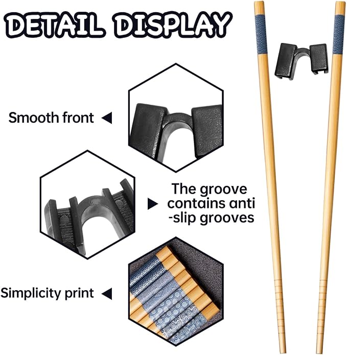 LYART 7 Pairs Reusable Training Chopsticks Beginners for Kids Adults Learners, Japanese Wooden Chopsticks Trainers Helpers Set, Dishwasher Safe, L8.86Inch (5.Simplicity print)