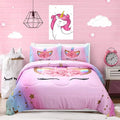Unicorn Comforter Set Rainbow Soft Girls Unicorn Bedding with 1 Comforter 2 Pillowcases Pink Flower Unicorn Bedding Sets for Girls Twin Size