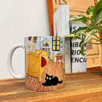 Famous Art Paintings Funny Cat Coffee Mug for Artist Art Lover Teacher Cat Lovers, Famous Picture Classic Vincent Aesthetic Canvas Mug Birthday Gift for Women Man (Bedroom in Arles)