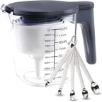 15 Pieces Measuring Cups and Spoons set, Includes 10 Stackable Measuring Cup with Lid and 5 Mini Stainless Steel Measuring Spoons, Teaspoons for Liquid and Dry, BPA Free, Dishwasher Safe | 1 storage cover, 9 stackable cups set and 5 mini teaspoons, BPA...
