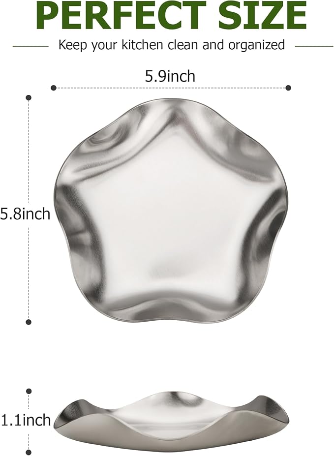VanlonPro Stainless Steel Spoon Rest, Spatula Ladle Holder, Stainless Steel Utensil Spoon Rest Holder, Brushed Finish, Dishwasher Safe 5.9 Inch (Flower Silver 1PC)