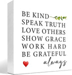 Be Kind Speak Truth Wood Block Sign Desk Decor,Rustic Inspirational Wooden Box Plaque Sign Desk Decor for Home Office Shelf Table Decor Decorations