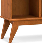 SIMPLIHOME Draper SOLID HARDWOOD 57 inch Wide Mid Century Modern 8 Cube Storage Sofa Table in Teak Brown for The Living Room, Study Room and Office