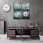 RUISHI Canvas Wall Art For Bathroom Abstract Dandelion Painting for Living Room Girls Bedroom Modern Abstract Flower Prints Artwork Home Office Decoration 12L x 12W