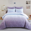 Girls Comforter Set Twin Size 6 Pieces Colorful Ombre Purple Rainbow Bedding Set Bed in A Bag for Kids Teen Girls (1 Comforter, 1 Flat Sheet, 1 Fitted Sheet, 1 Pillow sham, 2 Pillowcases)