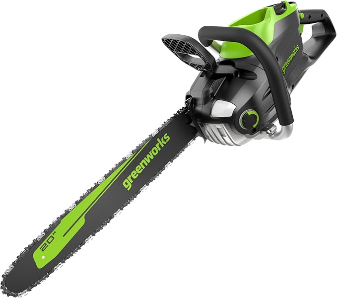 Greenworks 80V 20" Brushless Cordless Chainsaw (Great For Tree Felling, Limbing, Pruning, and Firewood), 75+ Compatible Tools, Tool Only, Green