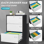 3 Drawer Metal Lateral Lock and Card Holder,Office Vertical Files Storage Cabinets w/Heavy 3 Section Slide Rail & Breathable Holes,for Legal/Letter/A4,Black+White