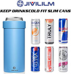 12 oz. Slim Can Cooler Insulated (Sky Blue) | Stainless Steel 12oz. Skinny Drink Holder for Soda, Hard Seltzer, Beer and Energy Drinks