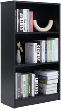 Sunon 3 Shelf Wood Bookcase Freestanding Display Shelf Adjustable Layers Bookshelf for Home Office Library Small Narrow Space (Black, 3-Layers)